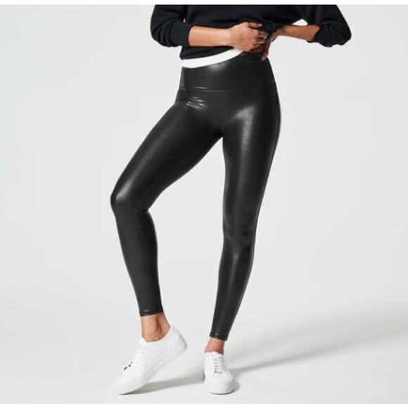 Spanx Faux Leather Legging Black Size Large - Picture 1 of 14